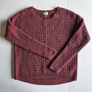 Old Navy Sweater Womens L Maroon Cable Knit LS Scoop Neck Textured Office Casual